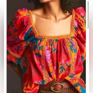 farm rio by anthropologie lace inset peasant blouse